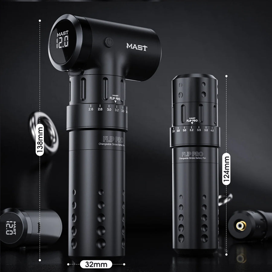 Mast Flip Pro Wireless Tattoo Pen Machine with Changeable 2.6-4.0mm Strokes