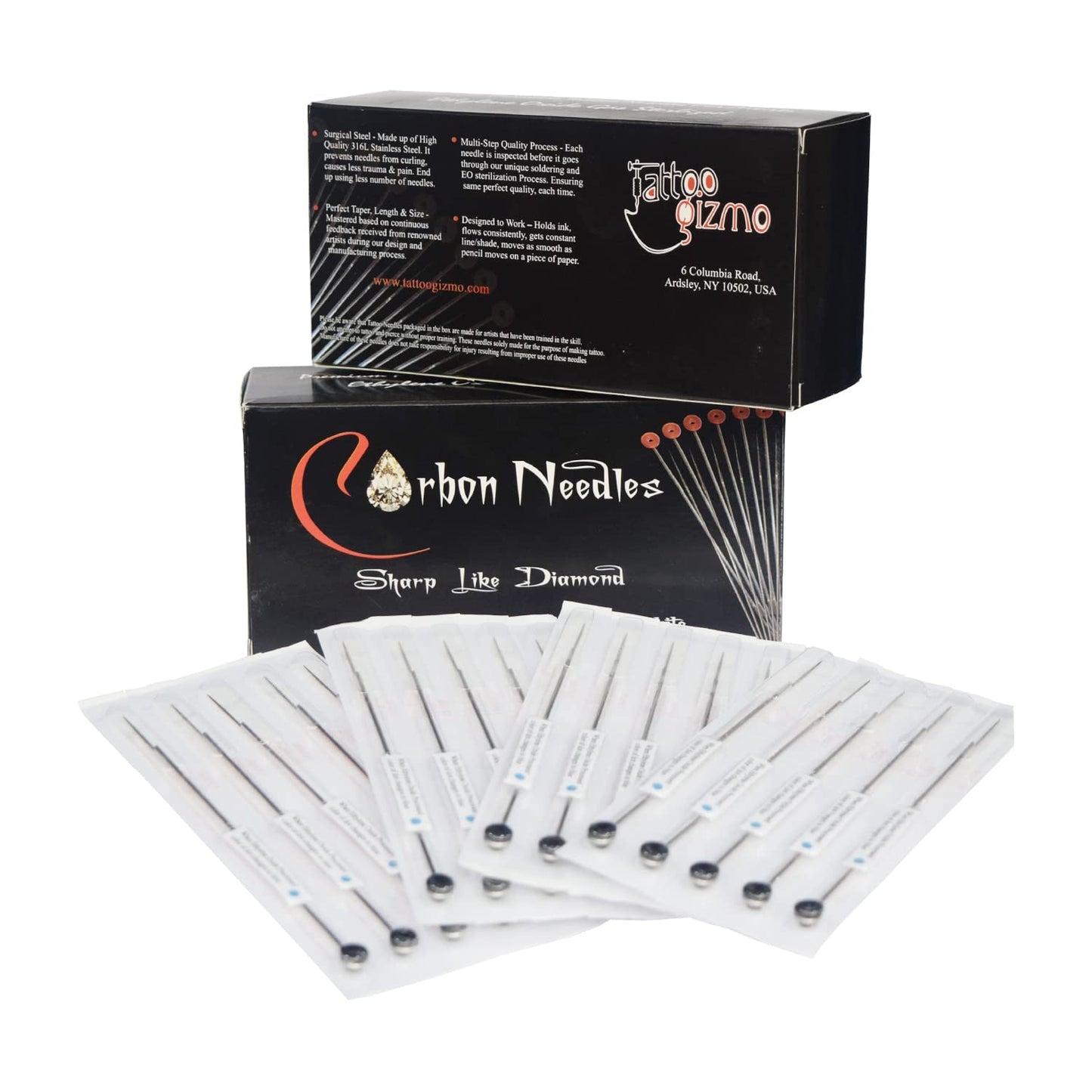 Carbon Tattoo Regular Long Needles Box of 50 Pcs ( Magnums Double Stack (M2))