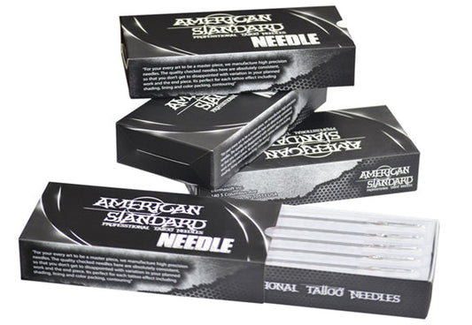 American Standard Tattoo Fine Long Needles Box of 50 Pcs (Magnums Single Stack (M1)	)