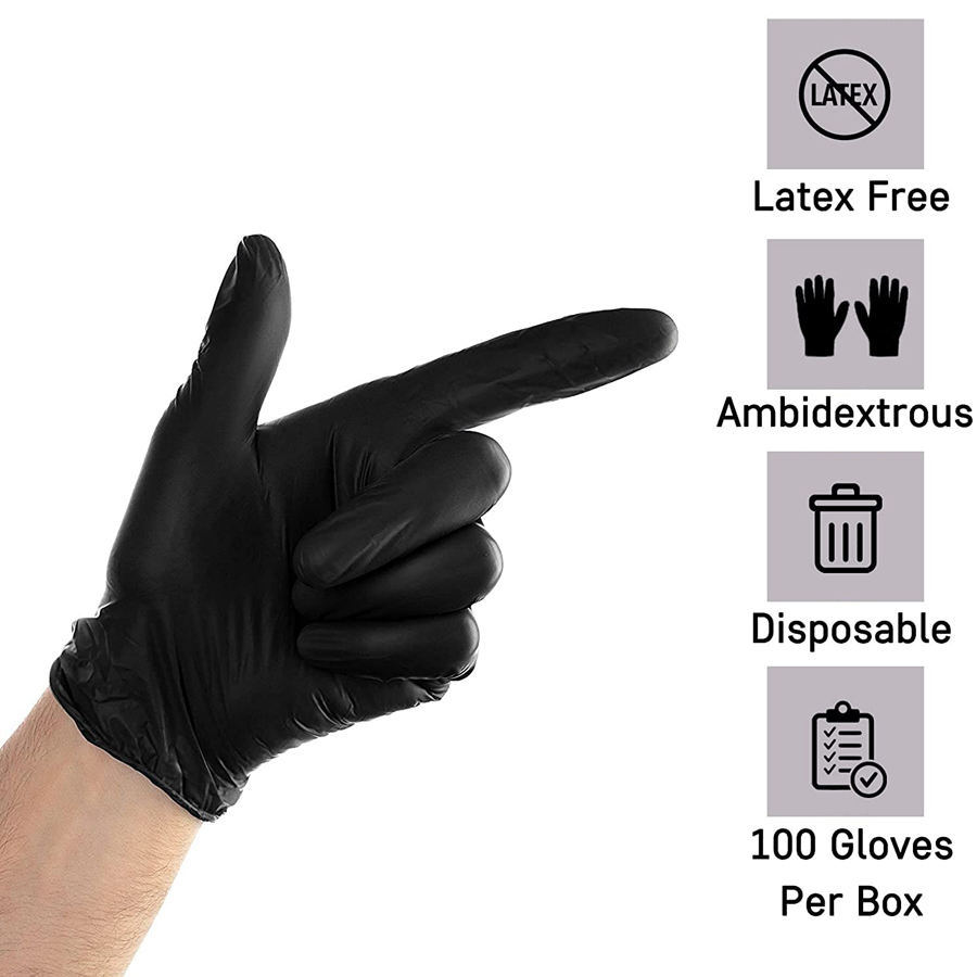 Tattoo Gizmo Nitrile Vinyl Blend Gloves - Black